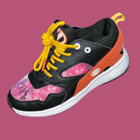 Big Kid Heelys Force Black Orange Galaxy Shoes With Wheels Size 4 - Picture 7 of 7